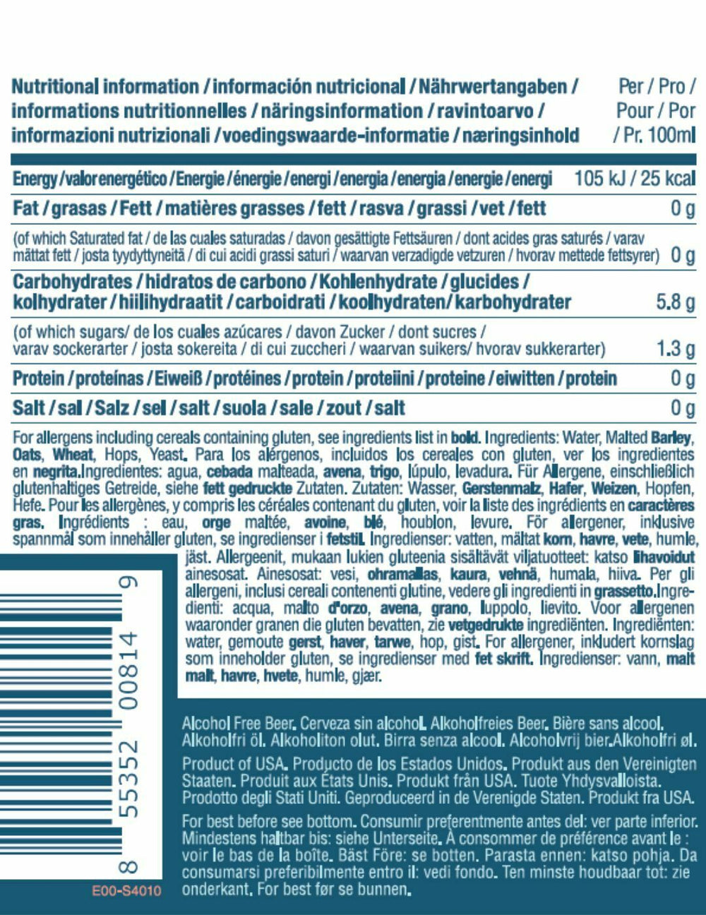 Bière Athletic Brewing All Out Extra Dark sans alcool 0,4%